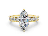 Yellow gold Marquise Cut Cut Channel Set Diamond Engagement Ring with Four-Prong Setting