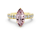 Yellow gold Marquise Cut Cut Channel Set Diamond Engagement Ring with Four-Prong Setting