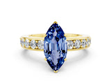 Yellow gold Marquise Cut Cut Channel Set Diamond Engagement Ring with Four-Prong Setting