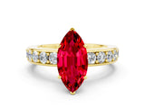 Yellow gold Marquise Cut Cut Channel Set Diamond Engagement Ring with Four-Prong Setting