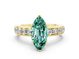 Yellow gold Marquise Cut Cut Channel Set Diamond Engagement Ring with Four-Prong Setting