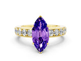 Yellow gold Marquise Cut Cut Channel Set Diamond Engagement Ring with Four-Prong Setting