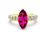 Yellow gold Marquise Cut Cut Channel Set Diamond Engagement Ring with Four-Prong Setting