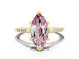 Yellow gold Marquise Cut Cut Channel Set Solitaire Engagement Ring with Four-Prong Setting
