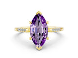Yellow gold Marquise Cut Cut Channel Set Solitaire Engagement Ring with Four-Prong Setting