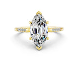 Yellow gold Marquise Cut Cut Channel Set Solitaire Engagement Ring with Four-Prong Setting