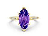 Yellow gold Marquise Cut Cut Channel Set Solitaire Engagement Ring with Four-Prong Setting