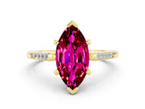 Yellow gold Marquise Cut Cut Channel Set Solitaire Engagement Ring with Four-Prong Setting