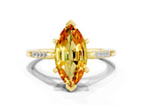 Yellow gold Marquise Cut Cut Channel Set Solitaire Engagement Ring with Four-Prong Setting