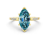 Yellow gold Marquise Cut Cut Channel Set Solitaire Engagement Ring with Four-Prong Setting
