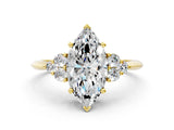 Yellow gold Marquise Cut Cut Diamond Cluster Ring with Solitaire Band and Four-Prong Setting_15