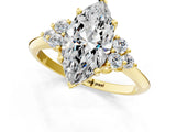 14K Yellow Gold 1.09 Carat F VS1 Marquise Cut Diamond Cluster Ring with Solitaire Band and Four-Prong Setting