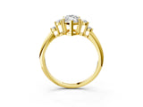 14K Yellow Gold 1.09 Carat F VS1 Marquise Cut Diamond Cluster Ring with Solitaire Band and Four-Prong Setting