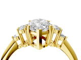 14K Yellow Gold 1.09 Carat F VS1 Marquise Cut Diamond Cluster Ring with Solitaire Band and Four-Prong Setting