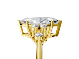 14K Yellow Gold 1.09 Carat F VS1 Marquise Cut Diamond Cluster Ring with Solitaire Band and Four-Prong Setting