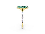 Yellow gold Marquise Cut Cut Diamond Floral Halo Engagement Ring with Pavé Band and Prong Setting_2