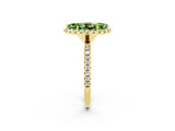 Yellow gold Marquise Cut Cut Diamond Floral Halo Engagement Ring with Pavé Band and Prong Setting_2