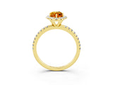 Yellow gold Marquise Cut Cut Diamond Floral Halo Engagement Ring with Pavé Band and Prong Setting_3