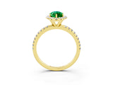 Yellow gold Marquise Cut Cut Diamond Floral Halo Engagement Ring with Pavé Band and Prong Setting_3