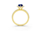 Yellow gold Marquise Cut Cut Diamond Floral Halo Engagement Ring with Pavé Band and Prong Setting_3