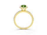 Yellow gold Marquise Cut Cut Diamond Floral Halo Engagement Ring with Pavé Band and Prong Setting_3