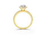 Yellow gold Marquise Cut Cut Diamond Floral Halo Engagement Ring with Pavé Band and Prong Setting_3