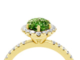 Yellow gold Marquise Cut Cut Diamond Floral Halo Engagement Ring with Pavé Band and Prong Setting_4