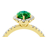 Yellow gold Marquise Cut Cut Diamond Floral Halo Engagement Ring with Pavé Band and Prong Setting_4