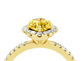 Yellow gold Marquise Cut Cut Diamond Floral Halo Engagement Ring with Pavé Band and Prong Setting_4