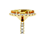 Yellow gold Marquise Cut Cut Diamond Floral Halo Engagement Ring with Pavé Band and Prong Setting_5