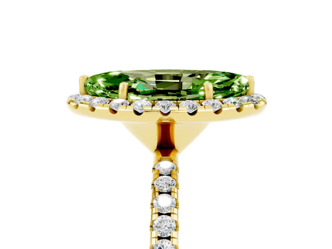 Yellow gold Marquise Cut Cut Diamond Floral Halo Engagement Ring with Pavé Band and Prong Setting_5