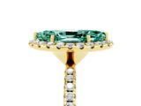 Yellow gold Marquise Cut Cut Diamond Floral Halo Engagement Ring with Pavé Band and Prong Setting_5