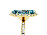 Yellow gold Marquise Cut Cut Diamond Floral Halo Engagement Ring with Pavé Band and Prong Setting_5