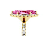 Yellow gold Marquise Cut Cut Diamond Floral Halo Engagement Ring with Pavé Band and Prong Setting_5