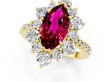 Yellow gold Marquise Cut Cut Diamond Floral Halo Pave Band with Prong Setting_1