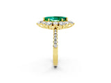 Yellow gold Marquise Cut Cut Diamond Floral Halo Pave Band with Prong Setting_2
