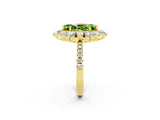 Yellow gold Marquise Cut Cut Diamond Floral Halo Pave Band with Prong Setting_2