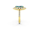 Yellow gold Marquise Cut Cut Diamond Floral Halo Pave Band with Prong Setting_2