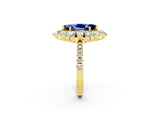 Yellow gold Marquise Cut Cut Diamond Floral Halo Pave Band with Prong Setting_2