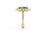 Yellow gold Marquise Cut Cut Diamond Floral Halo Pave Band with Prong Setting_2