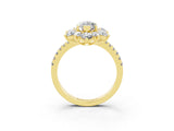 Yellow gold Marquise Cut Cut Diamond Floral Halo Pave Band with Prong Setting_3