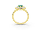 Yellow gold Marquise Cut Cut Diamond Floral Halo Pave Band with Prong Setting_3