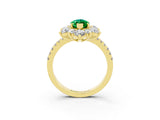 Yellow gold Marquise Cut Cut Diamond Floral Halo Pave Band with Prong Setting_3