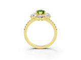Yellow gold Marquise Cut Cut Diamond Floral Halo Pave Band with Prong Setting_3