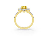 Yellow gold Marquise Cut Cut Diamond Floral Halo Pave Band with Prong Setting_3