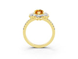 Yellow gold Marquise Cut Cut Diamond Floral Halo Pave Band with Prong Setting_3