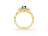 Yellow gold Marquise Cut Cut Diamond Floral Halo Pave Band with Prong Setting_3