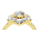 Yellow gold Marquise Cut Cut Diamond Floral Halo Pave Band with Prong Setting_4