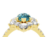 Yellow gold Marquise Cut Cut Diamond Floral Halo Pave Band with Prong Setting_4