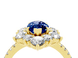 Yellow gold Marquise Cut Cut Diamond Floral Halo Pave Band with Prong Setting_4